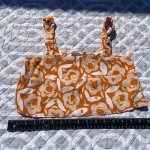 Sz 6 Womens Graphic Floral Print Orange Crop Top by Mister Zimi
